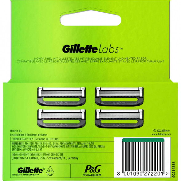 Лезвия для бритвы Gillette Labs, 4 шт. в Липецке