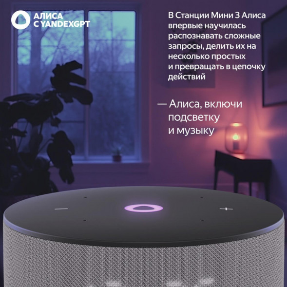 Умная колонка Яндекс Станция Мини 3 c Алисой на YandexGPT, серая в Липецке