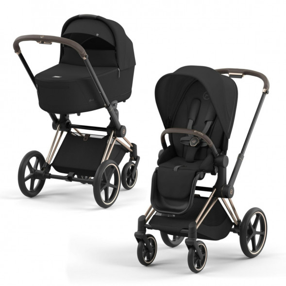 Коляска 2 в 1 Cybex Priam IV Sepia Black, шасси Rosegold в Липецке