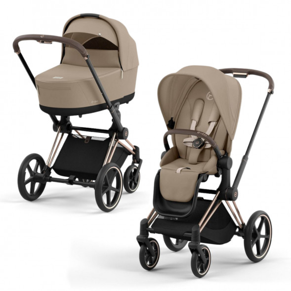 Коляска 2 в 1 Cybex Priam IV Cozy Beige, шасси Rosegold в Липецке