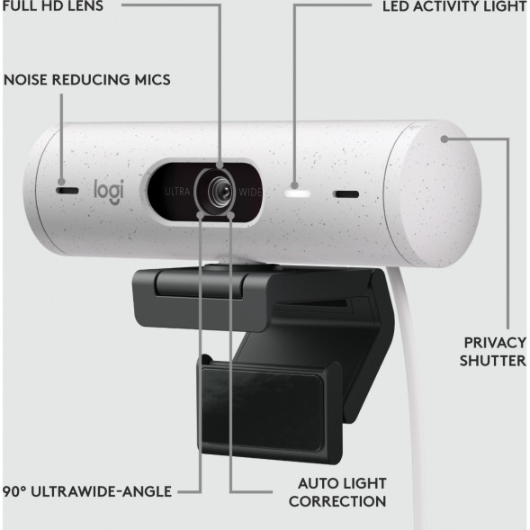 Веб-камера Logitech Brio 500, белый в Липецке