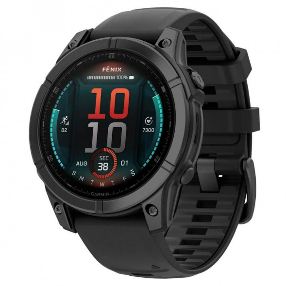 Умные часы Garmin Fenix E 47мм Amoled Slate Grey Steel с чёрным силиконовым ремешком 010-03025-01 в Липецке