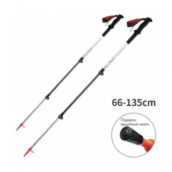 Треккинговая палка Naturehike 135 см, 1 шт., белый/красный в Липецке