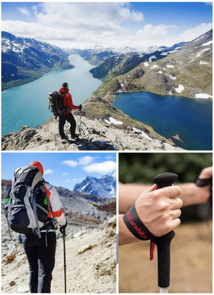 Треккинговая палка Naturehike 135 см, 1 шт., черный/красный в Липецке