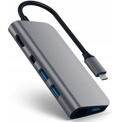 USB-концентратор Satechi Aluminum Type-C Multimedia Adapter (ST-TCMM8PA), разъемов: 4, space gray в Липецке