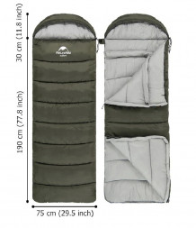 Спальный мешок Naturehike U250 (Левый), зеленый