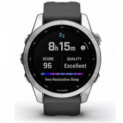 Умные часы Garmin Fenix 7s серебристый с графитовым силиконовым ремешком 010-02539-01