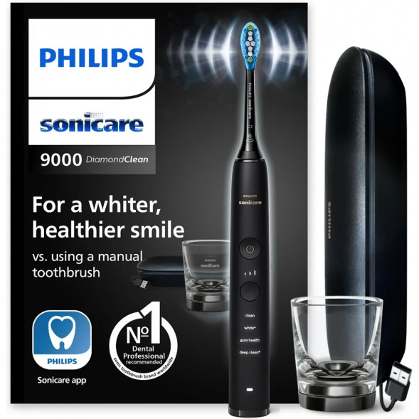 Электрическая зубная щетка Philips Sonicare Diamond Clean 9000 с USB-футляром и зарядным стеклом HX9911/09 в Липецке