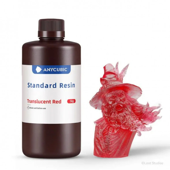 Фотополимерная смола Anycubic Standard Resin для 3D принтера Полупрозрачный красный (Tran-Red), 1 кг в Липецке