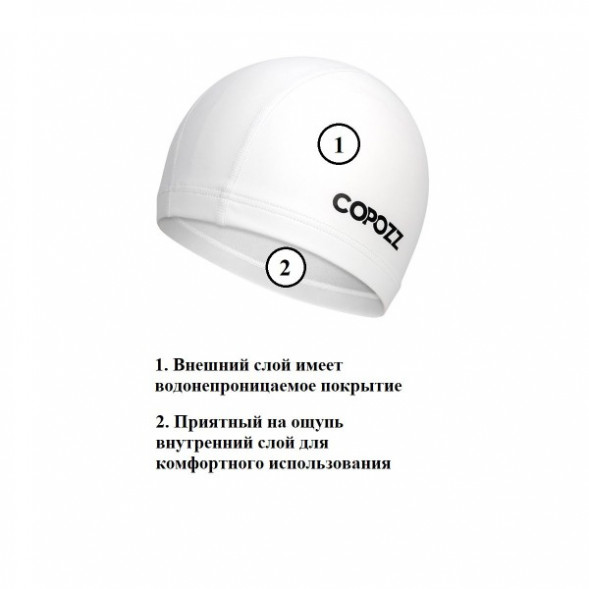 Шапочка для бассейна Copozz (белый) в Липецке
